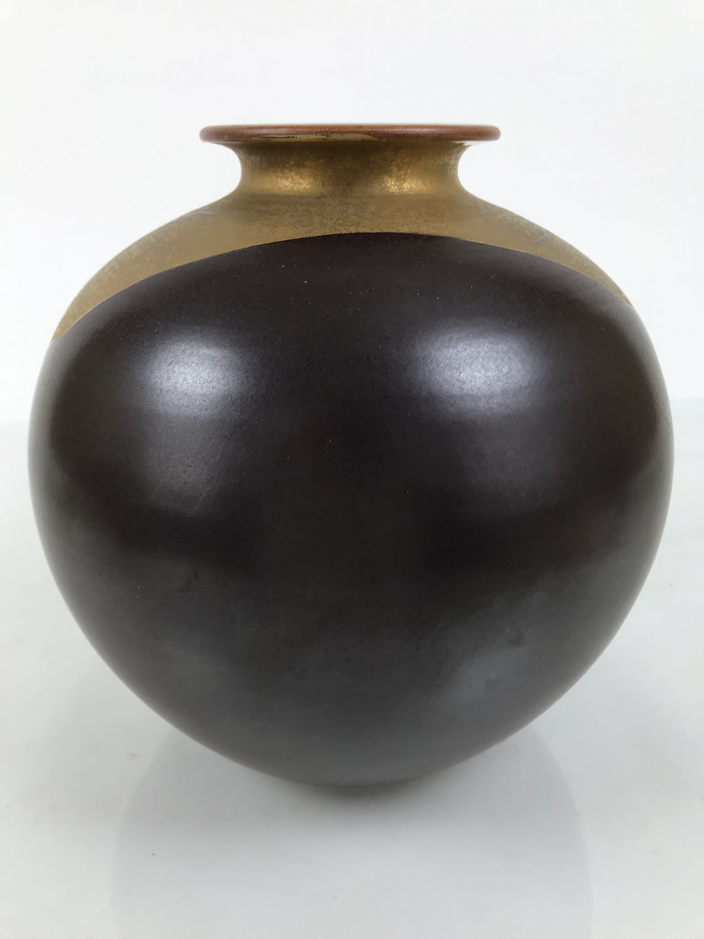 Japanese Kutani Ware Porcelain Flower Vase Ikebana Kabin Peony Gold Brown FK230