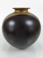 Japanese Kutani Ware Porcelain Flower Vase Ikebana Kabin Peony Gold Brown FK230