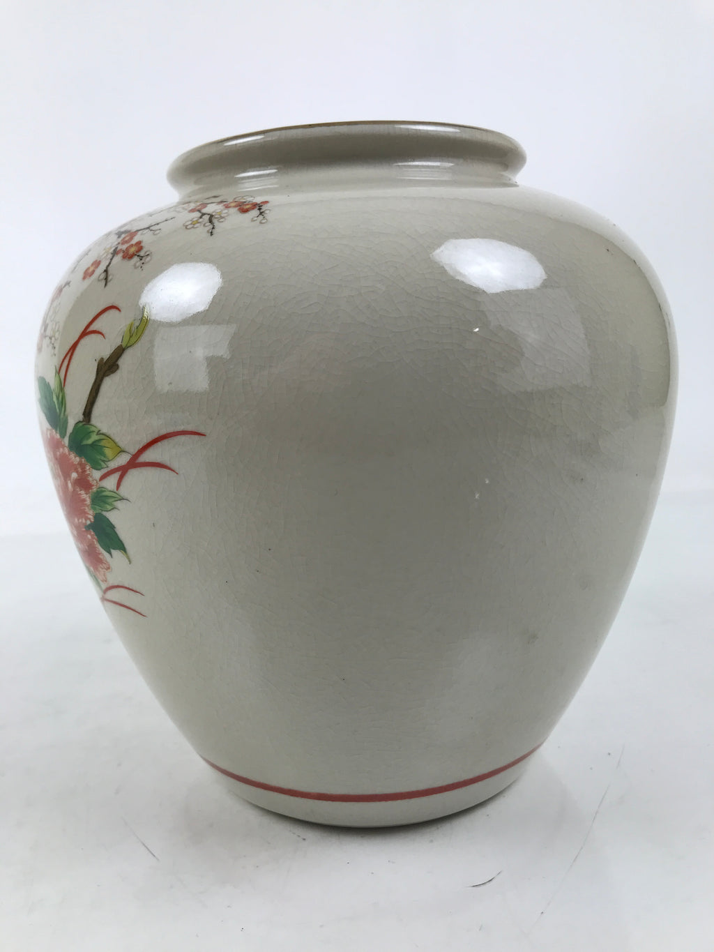 Japanese Kutani Ware Porcelain Flower Vase Ikebana Kabin Peony Pheasant FK177