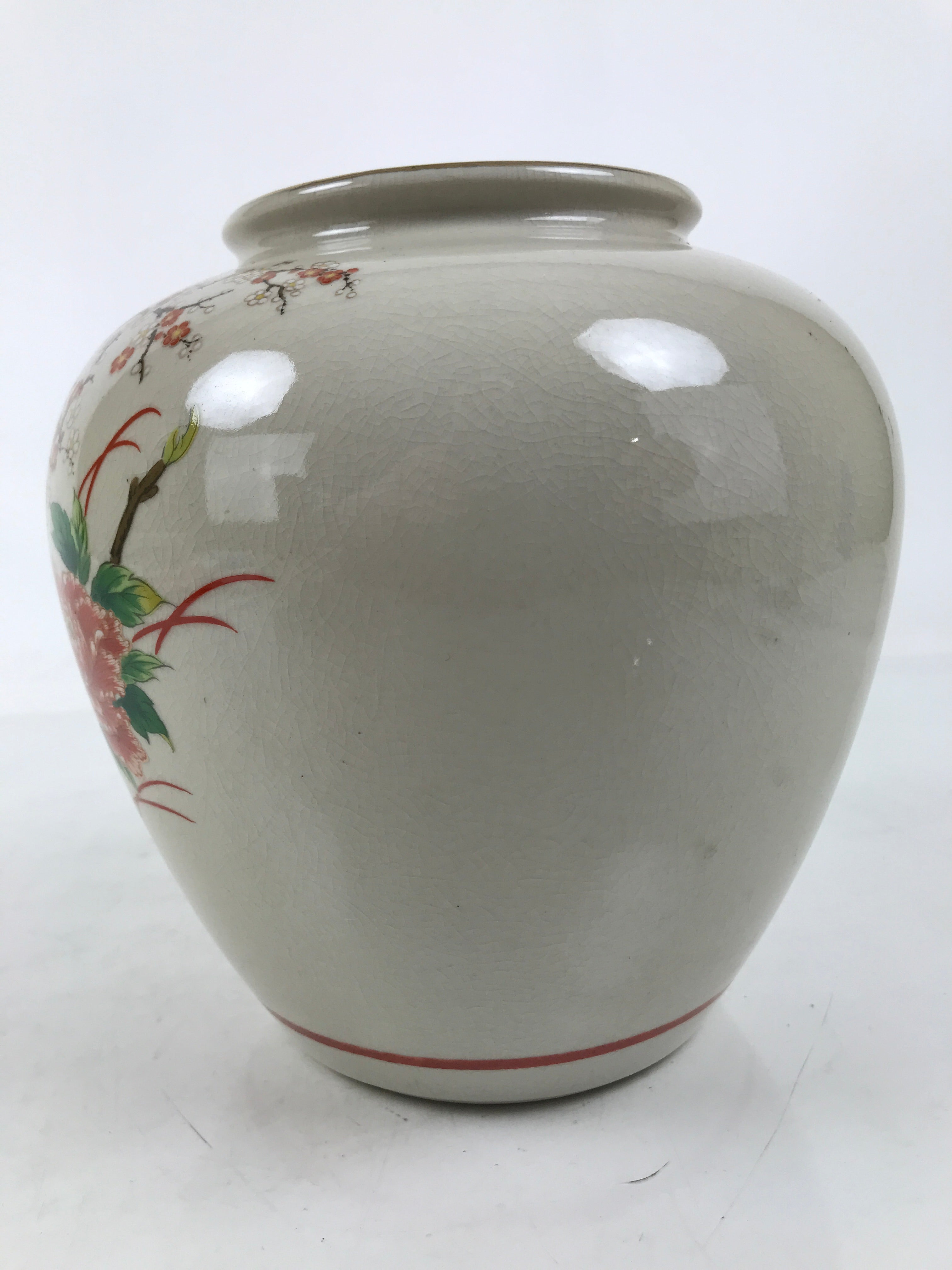 Japanese Kutani Ware Porcelain Flower Vase Ikebana Kabin Peony Pheasant FK177
