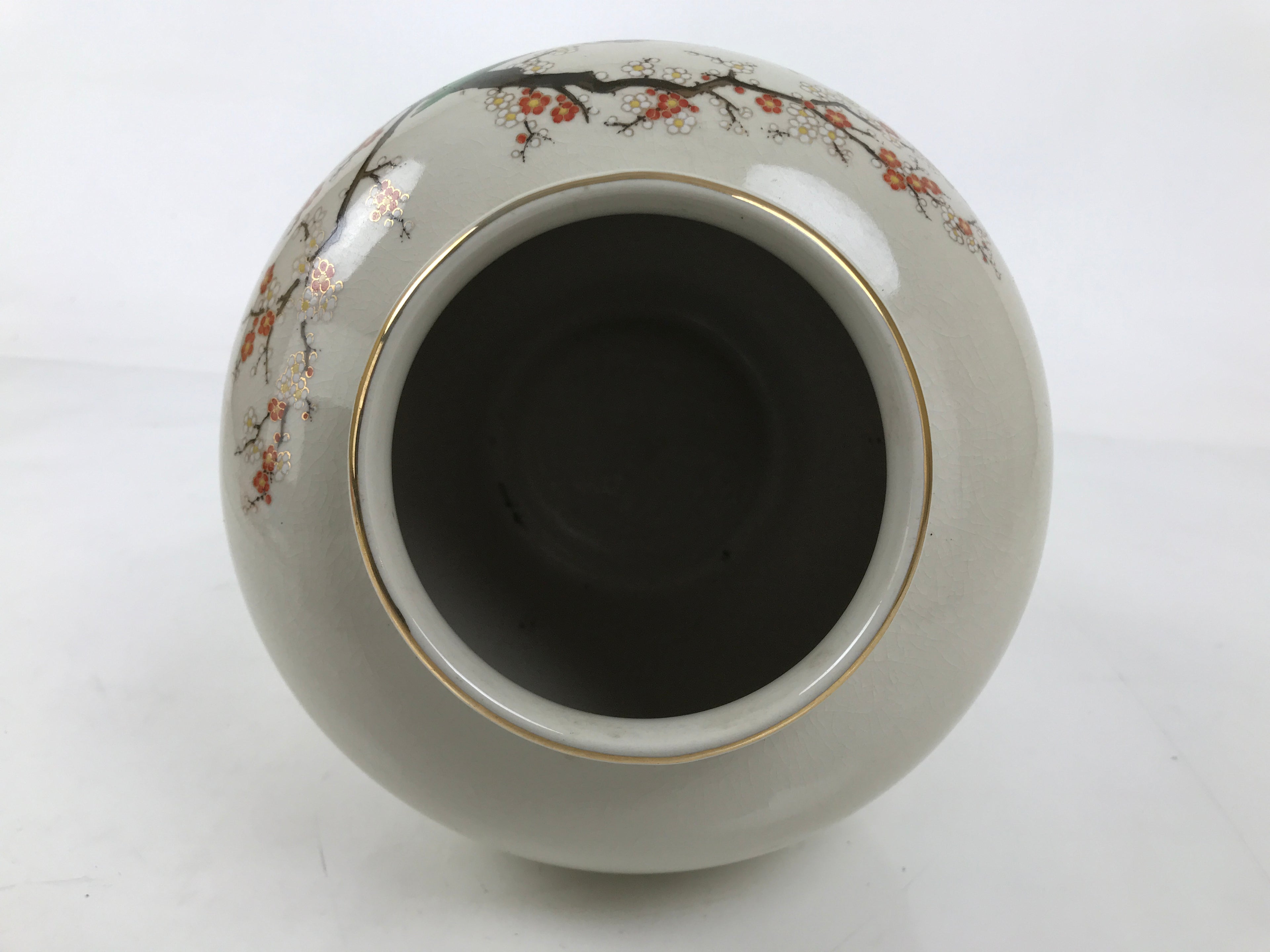 Japanese Kutani Ware Porcelain Flower Vase Ikebana Kabin Peony Pheasant FK177