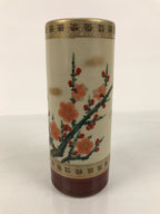 Japanese Kutani Ware Porcelain Flower Vase Ikebana Kabin Plum Ume Cylinder FK237