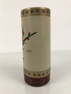 Japanese Kutani Ware Porcelain Flower Vase Ikebana Kabin Plum Ume Cylinder FK237