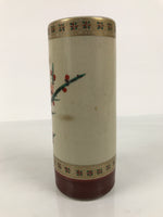 Japanese Kutani Ware Porcelain Flower Vase Ikebana Kabin Plum Ume Cylinder FK237