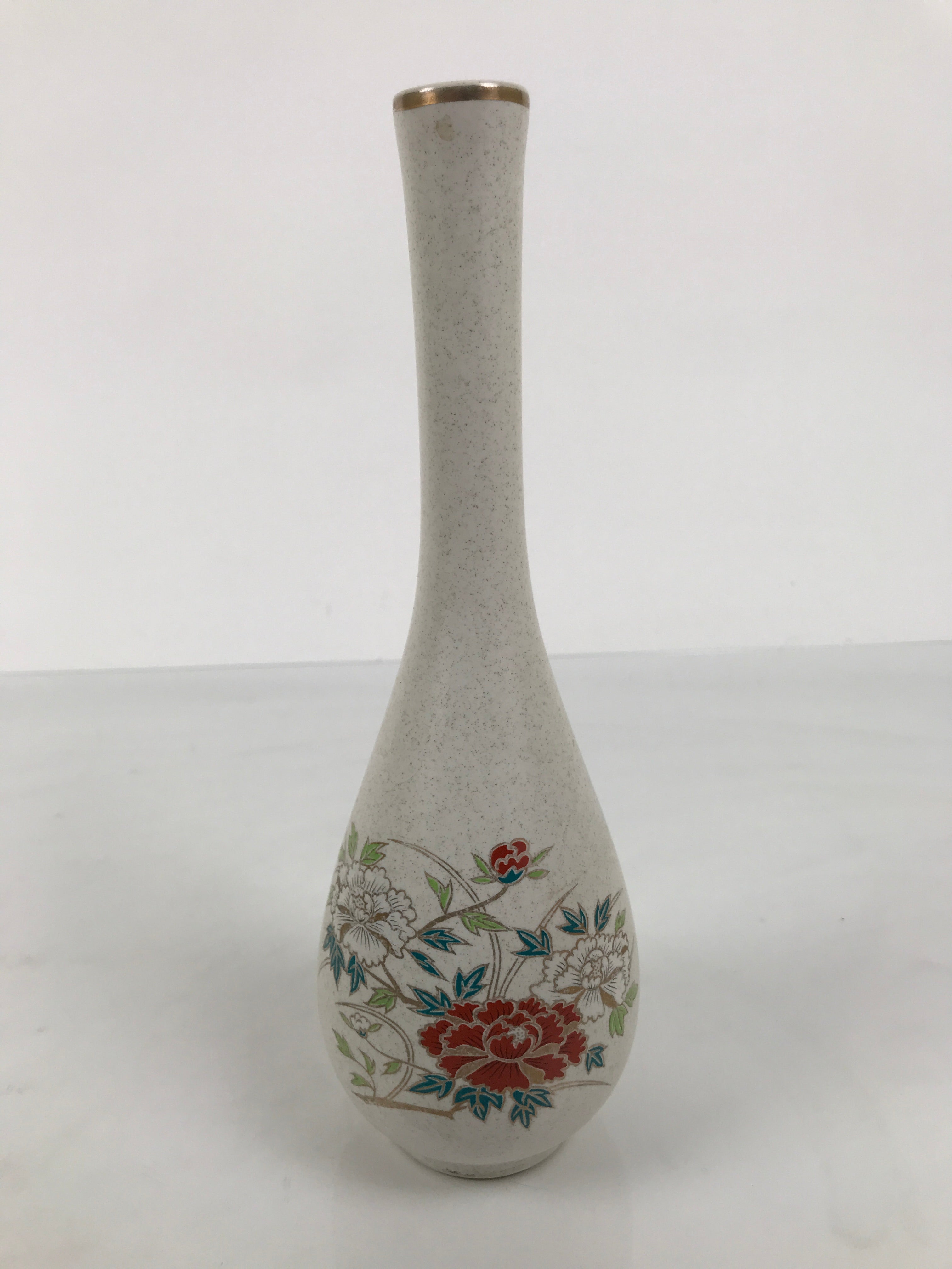 Japanese Kutani Ware Porcelain Flower Vase Vtg Ikebana Kabin Slim Floral FK232