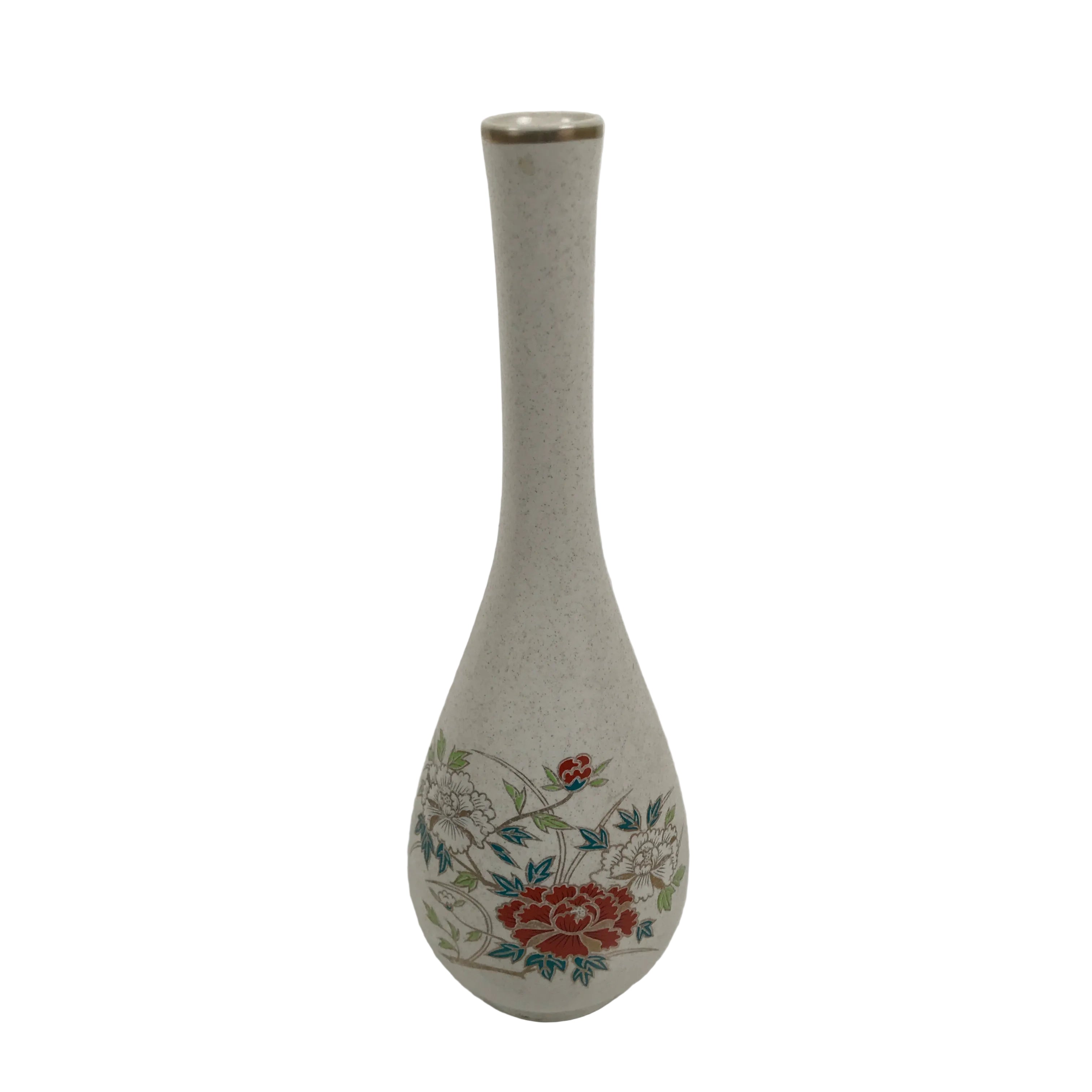Japanese Kutani Ware Porcelain Flower Vase Vtg Ikebana Kabin Slim Floral FK232
