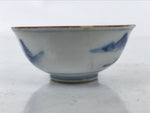 Japanese Kutani Ware Porcelain Sake Cup Vtg Ochoko Blue White Gold Kimono G278