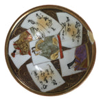 Japanese Kutani Ware Porcelain Sake Cup Vtg Ochoko Blue White Gold Kimono G278