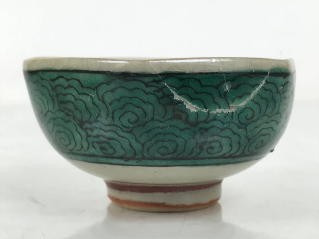 Japanese Kutani Ware Porcelain Sake Cup Vtg Ochoko Hexagon Gold Pine Tree G279