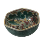 Japanese Kutani Ware Porcelain Sake Cup Vtg Ochoko Hexagon Gold Pine Tree G279