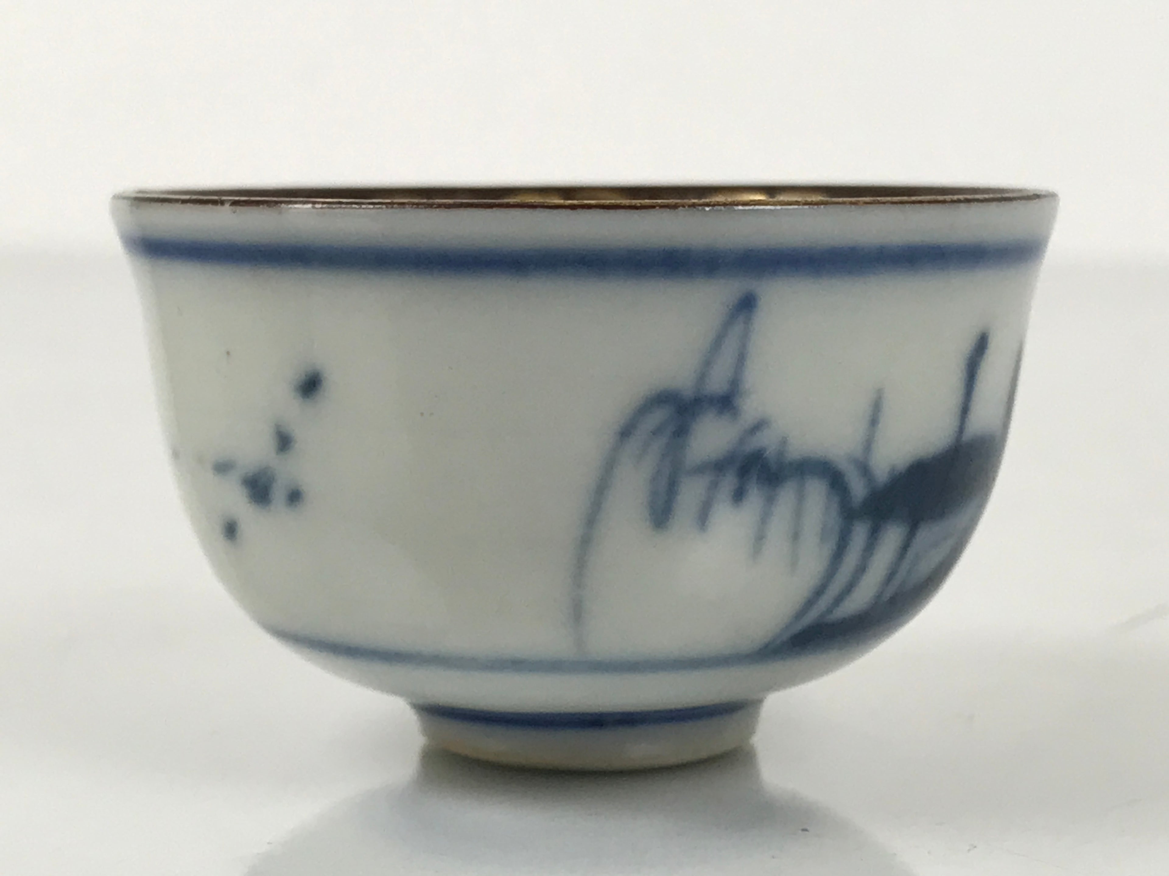 Japanese Kutani Ware Porcelain Sake Cup Vtg Tsubomi Ochoko Chicken Rooster G301