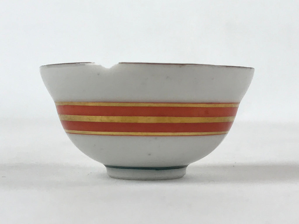 Japanese Kutani Ware Porcelain Sake Cup Vtg Tsubomi Ochoko Gold Flowers G110