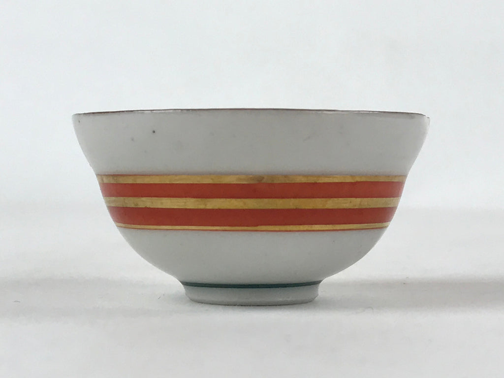 Japanese Kutani Ware Porcelain Sake Cup Vtg Tsubomi Ochoko Gold Flowers G110