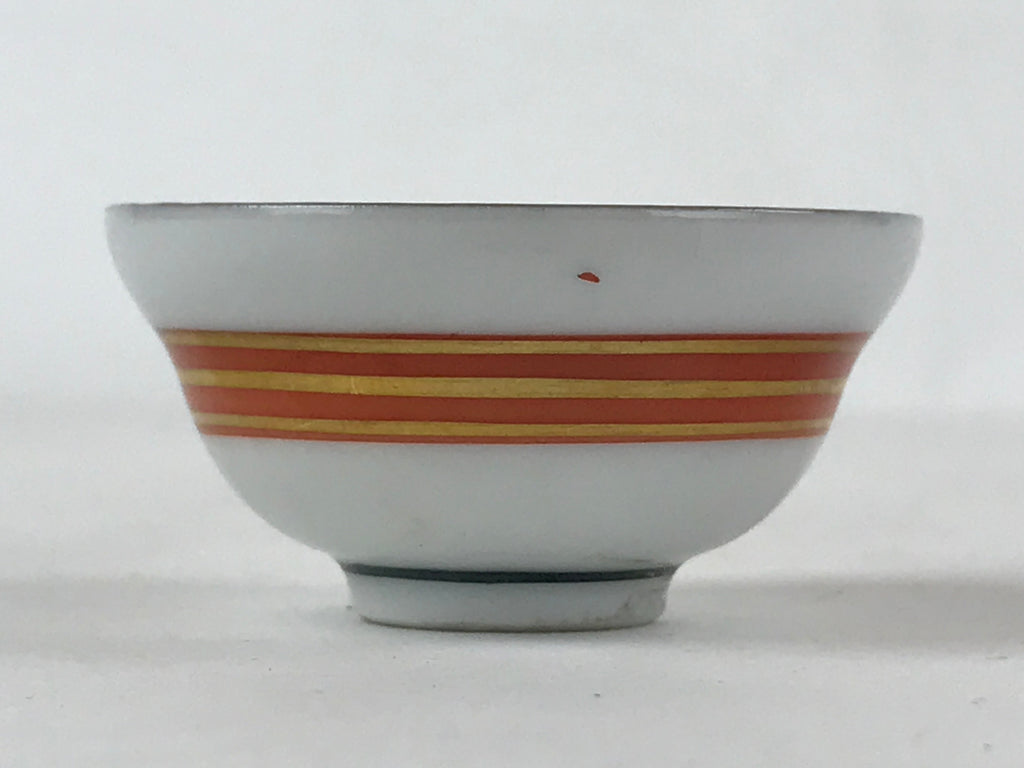 Japanese Kutani Ware Porcelain Sake Cup Vtg Tsubomi Ochoko Gold Flowers G111