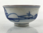 Japanese Kutani Ware Porcelain Sake Cup Vtg Tsubomi Ochoko Pagoda Pine Tree G239