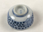Japanese Kutani Ware Porcelain Sake Cup Vtg Tsubomi Ochoko Red Temple Blue G107