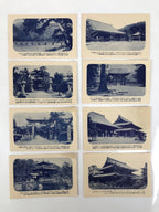 Japanese Kyoto Tourist Souvenir Photo Card Set Vtg Temple Paper Blue White P422
