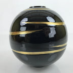 Japanese Lacquer Flower Vase Wajima Nuri Ikebana Kabin Black Gold W/Box PX730