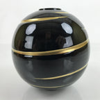 Japanese Lacquer Flower Vase Wajima Nuri Ikebana Kabin Black Gold W/Box PX730
