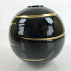 Japanese Lacquer Flower Vase Wajima Nuri Ikebana Kabin Black Gold W/Box PX730