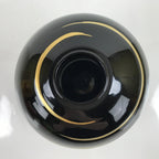 Japanese Lacquer Flower Vase Wajima Nuri Ikebana Kabin Black Gold W/Box PX730