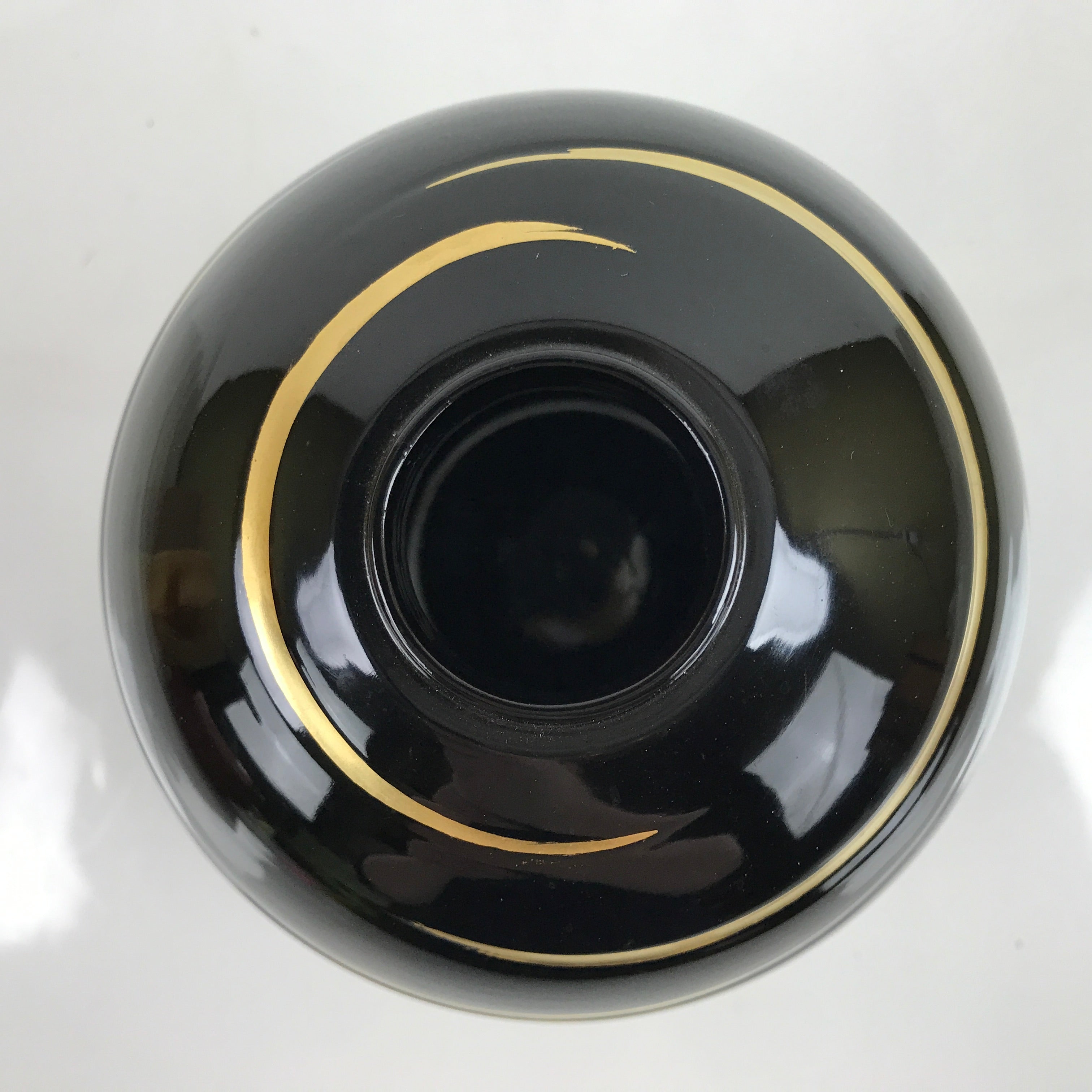 Japanese Lacquer Flower Vase Wajima Nuri Ikebana Kabin Black Gold W/Box PX730