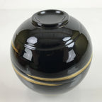 Japanese Lacquer Flower Vase Wajima Nuri Ikebana Kabin Black Gold W/Box PX730