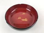 Japanese Lacquer Imitation Round Serving Plate Vtg Red Black Gold Cranes L32