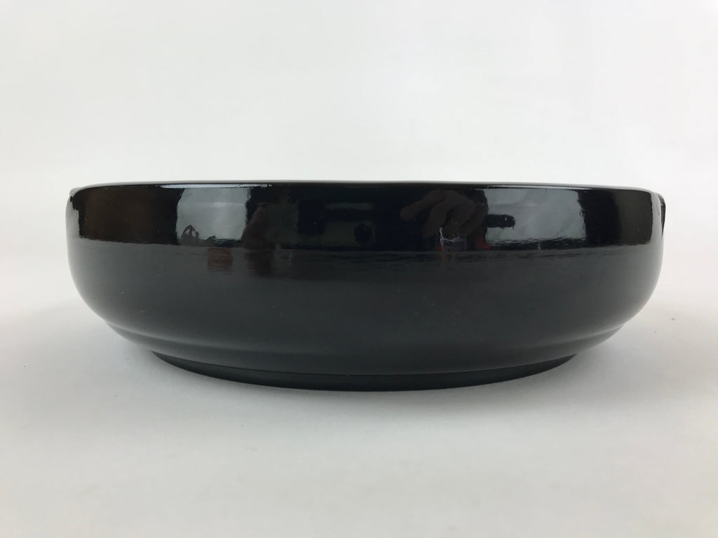 Japanese Lacquer Imitation Round Serving Plate Vtg Red Black Gold Cranes L32