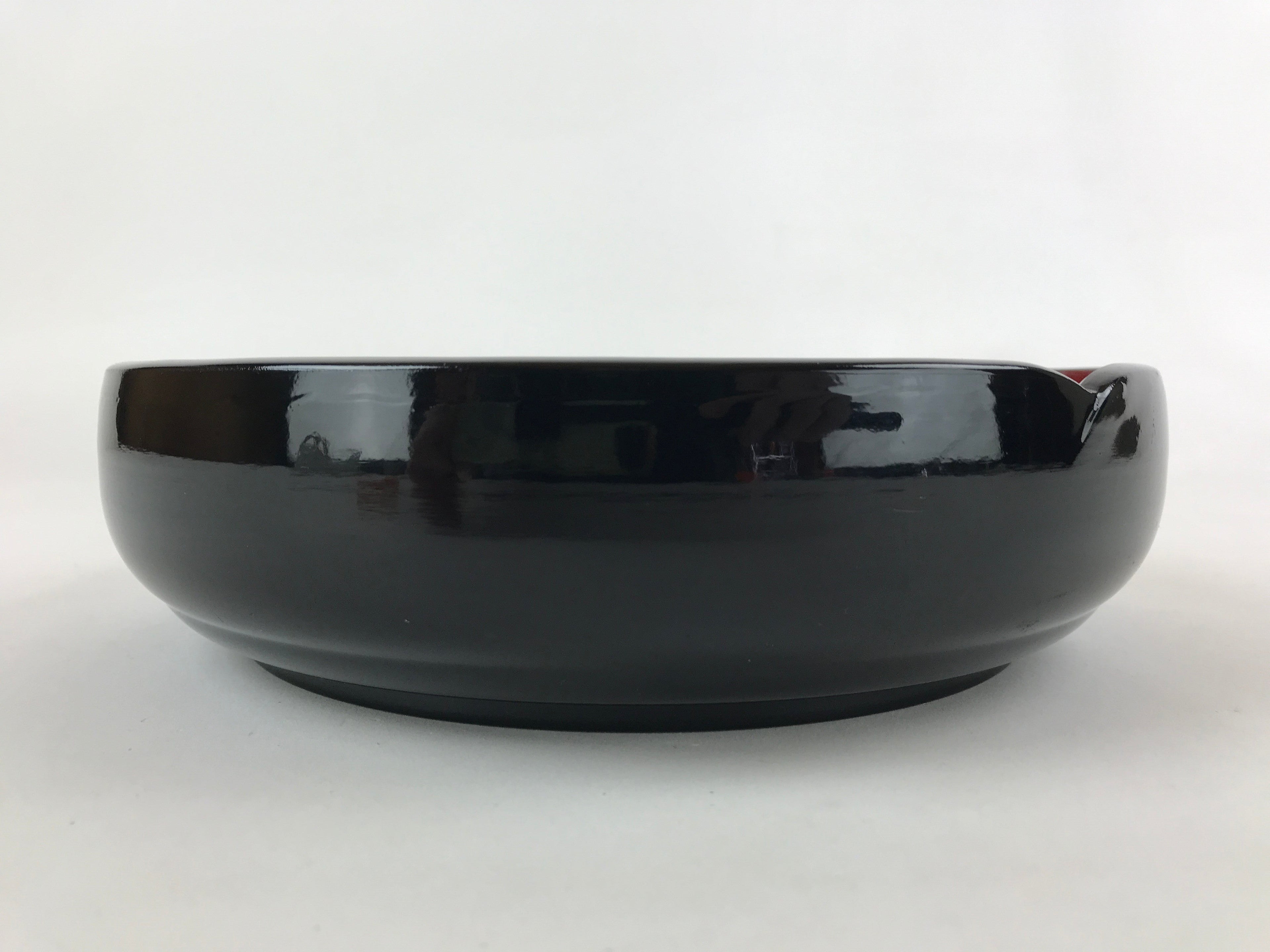 Japanese Lacquer Imitation Round Serving Plate Vtg Red Black Gold Cranes L32