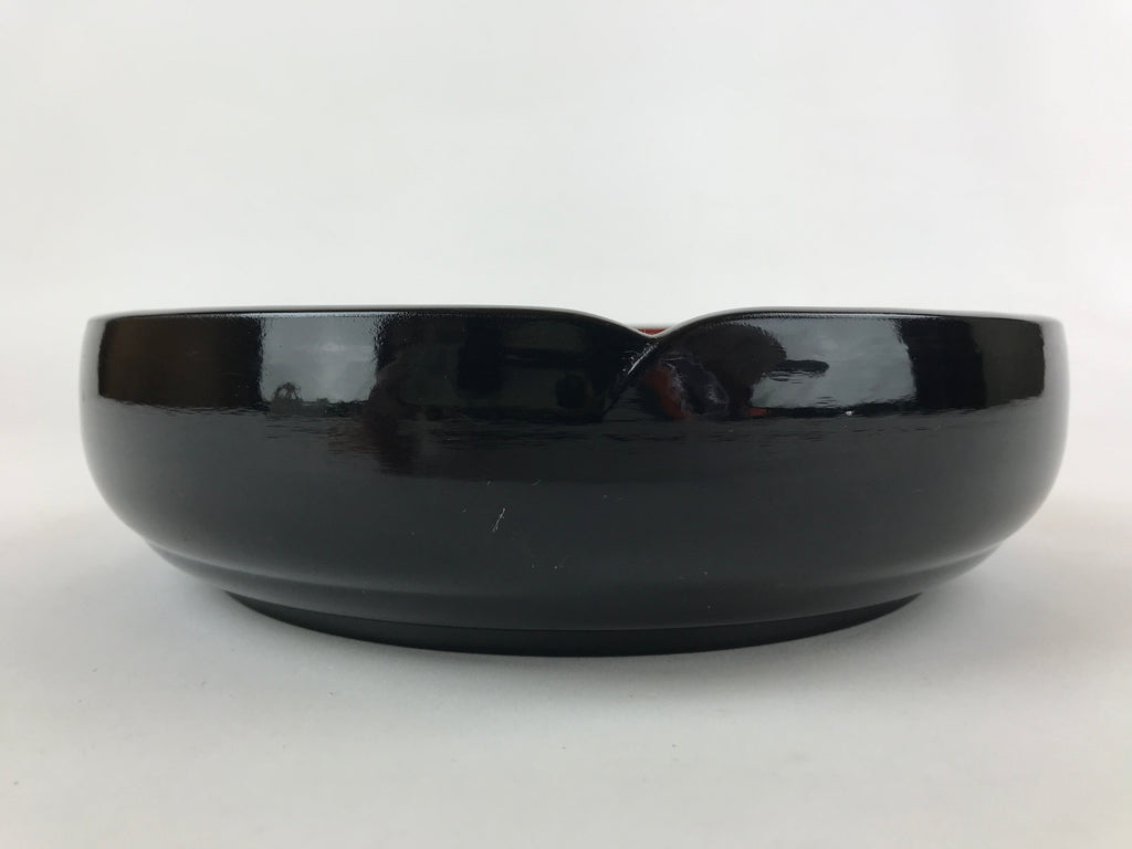 Japanese Lacquer Imitation Round Serving Plate Vtg Red Black Gold Cranes L32