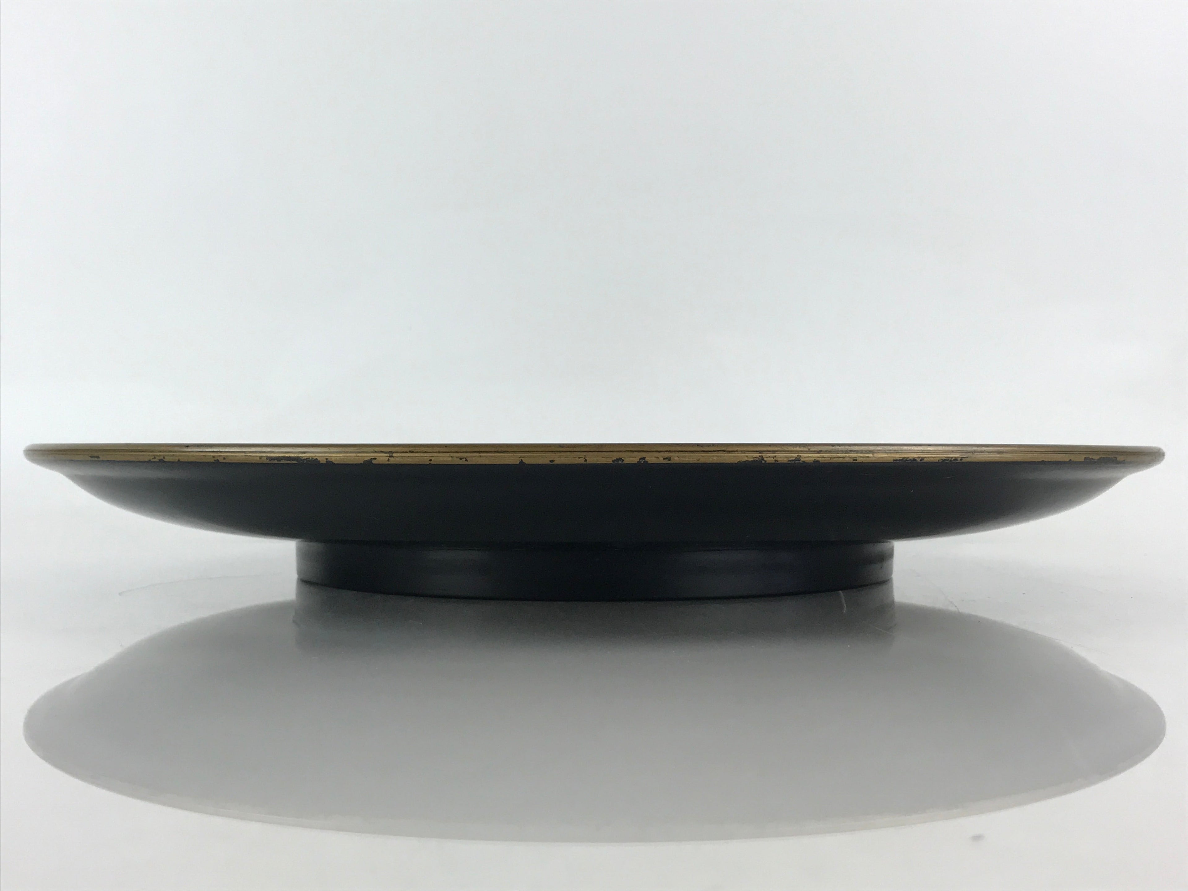 Japanese Lacquer Replica Large Serving Tray Vtg Koi Carp Obon Black Round L14