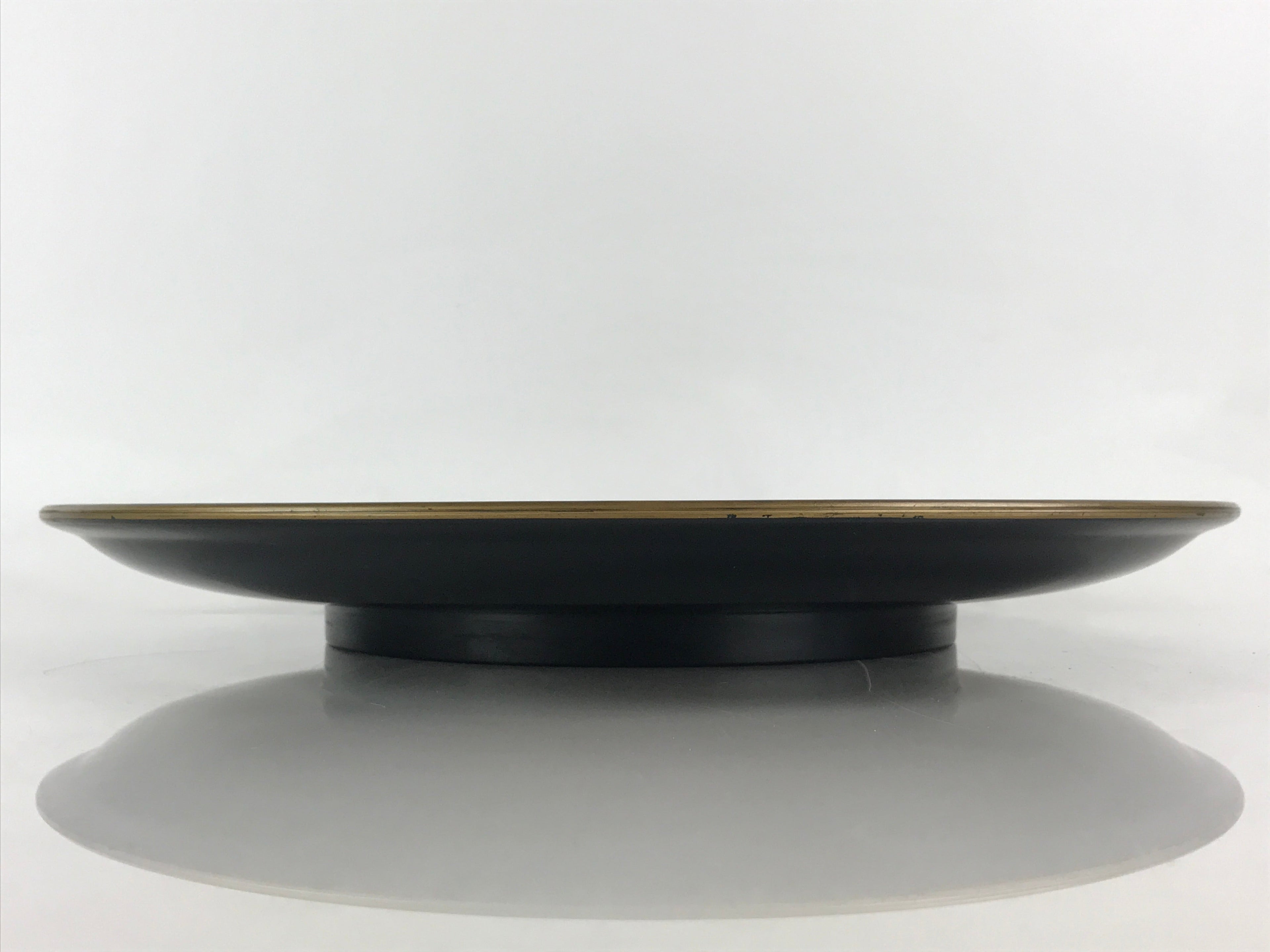 Japanese Lacquer Replica Large Serving Tray Vtg Koi Carp Obon Black Round L14