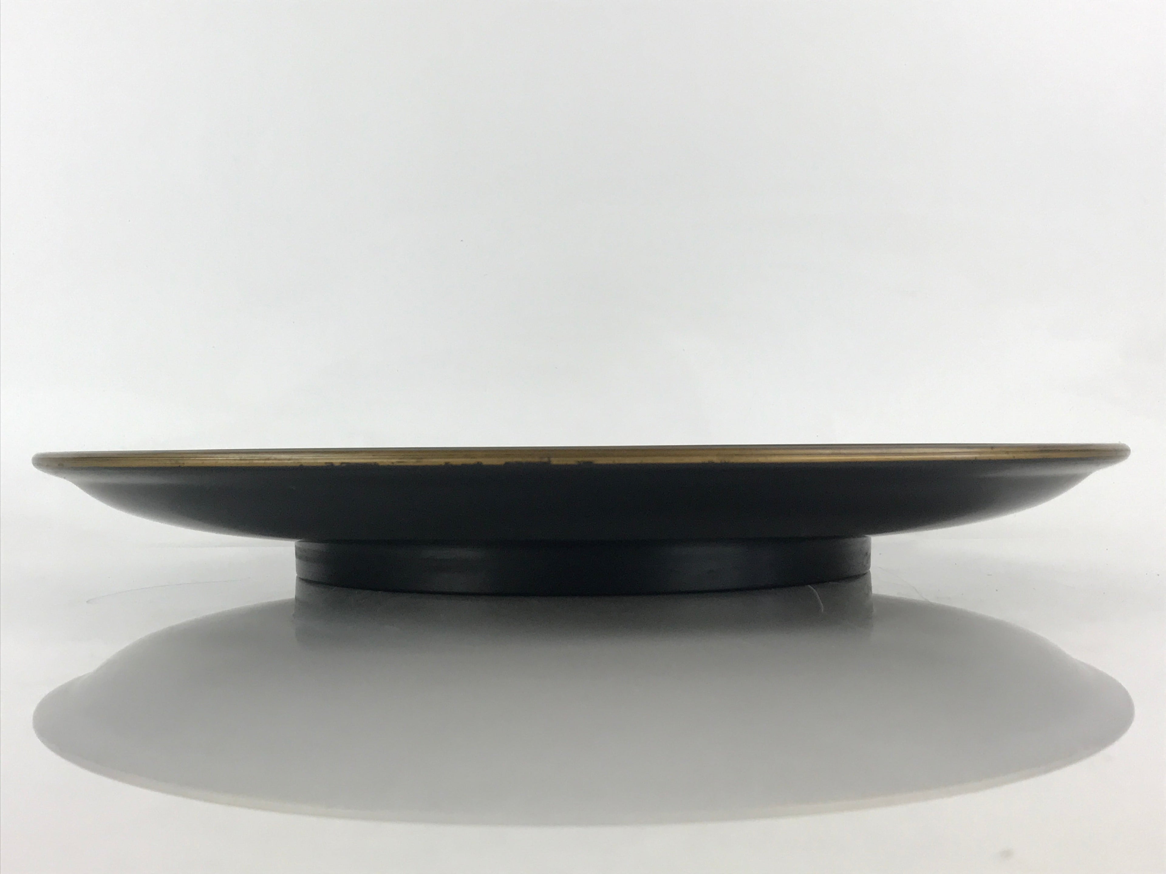 Japanese Lacquer Replica Large Serving Tray Vtg Koi Carp Obon Black Round L14