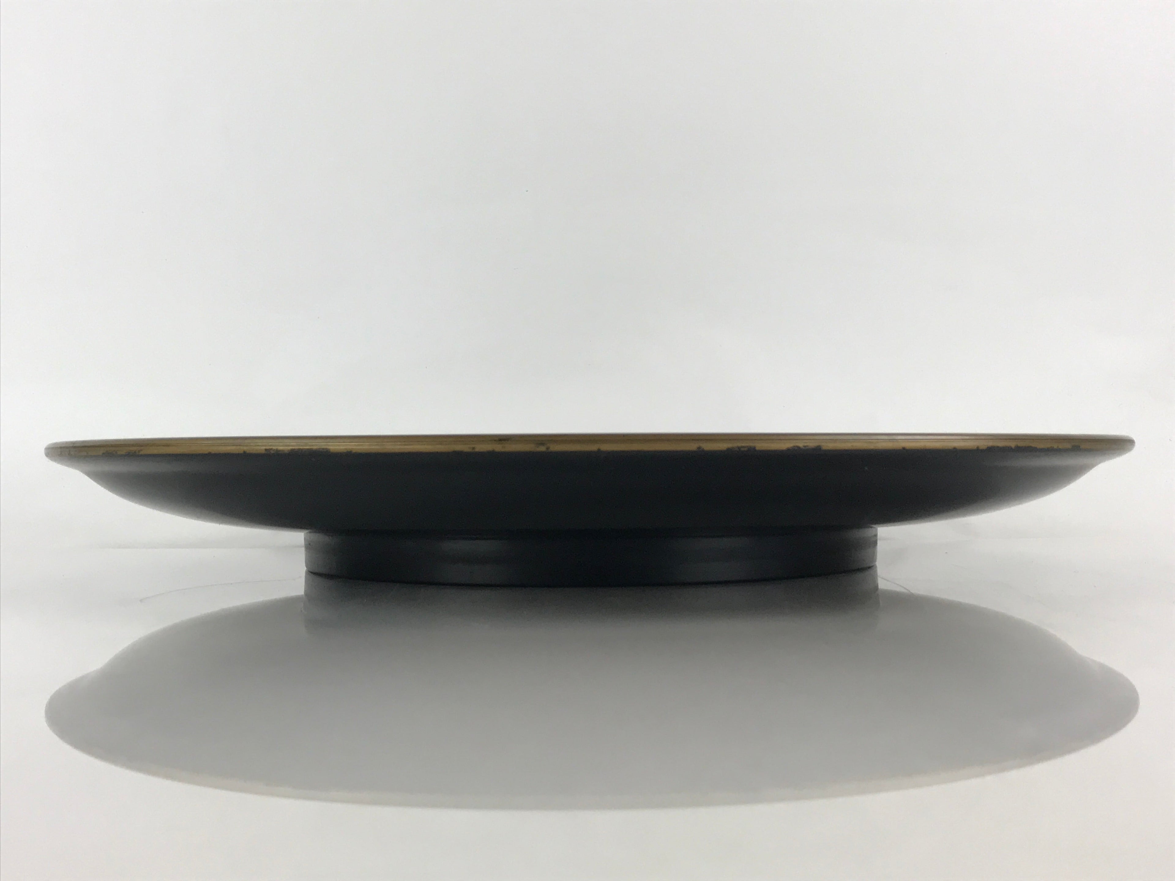 Japanese Lacquer Replica Large Serving Tray Vtg Koi Carp Obon Black Round L14
