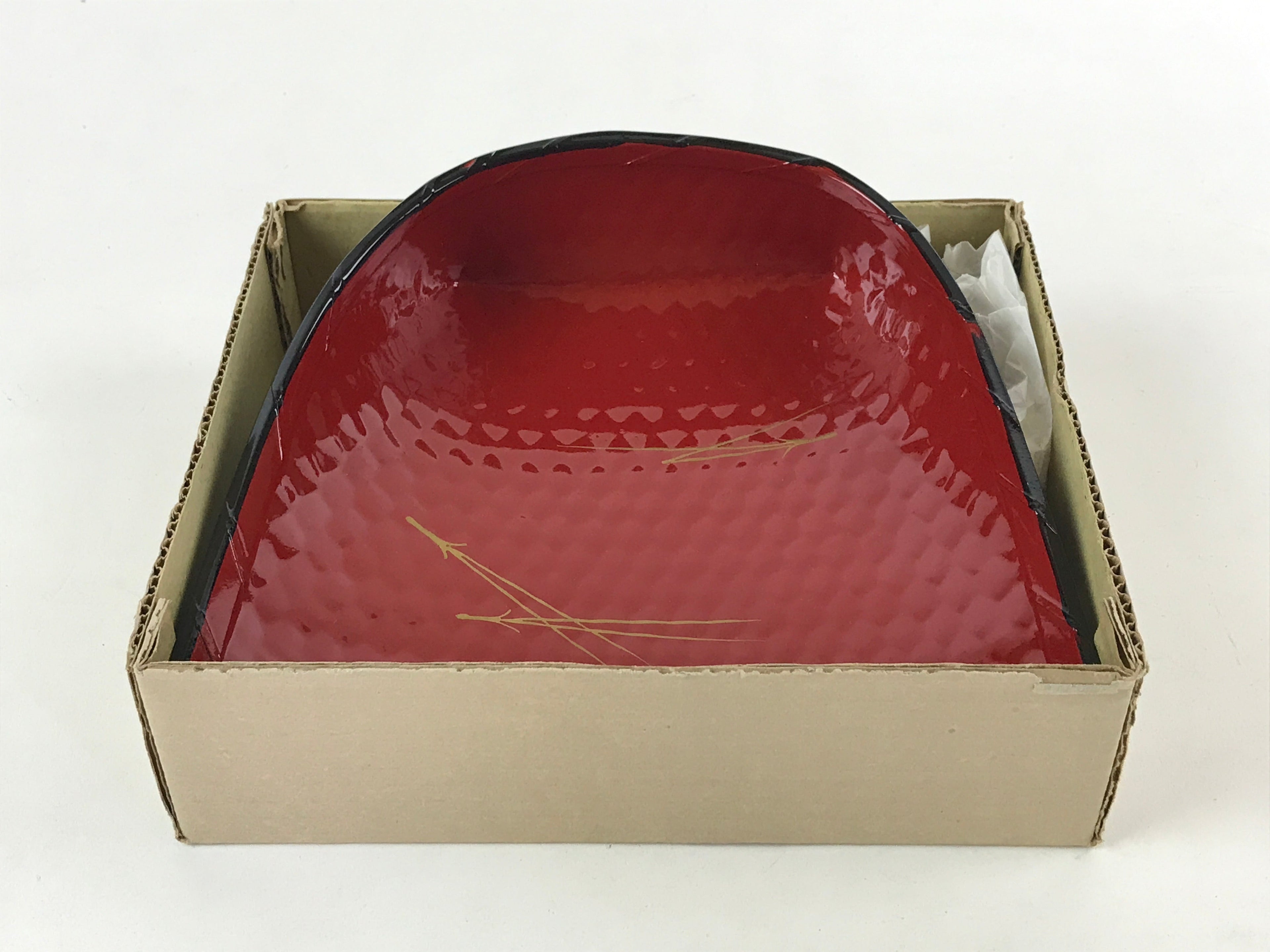 Japanese Lacquer Replica Makie Serving Tray Vtg Winnowing Basket Obon Red LWB65