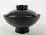 Japanese Lacquer Replica Resin Lidded Rice Bowl Owan Vtg Nanten Brown Gold LB164