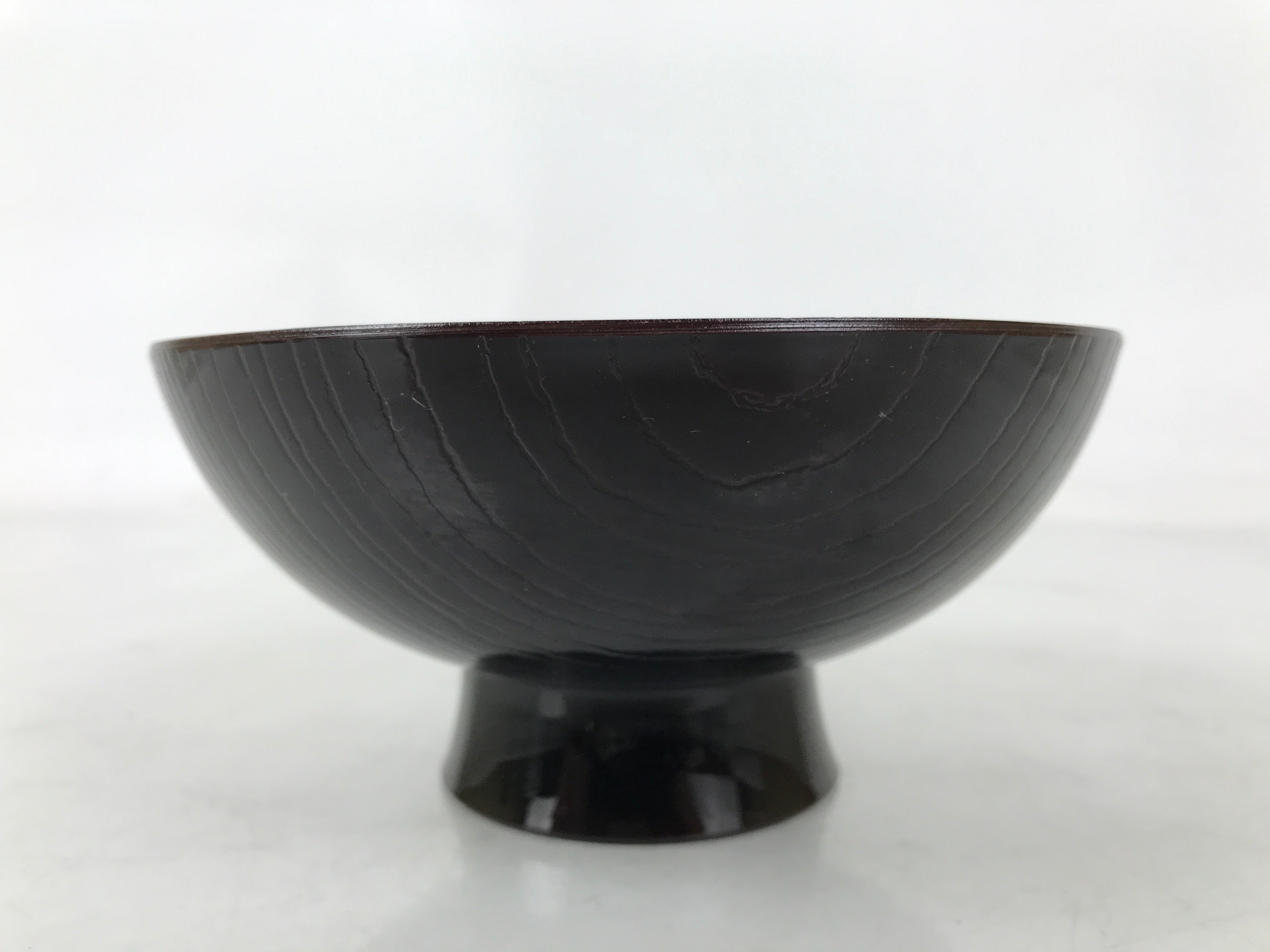 Japanese Lacquer Replica Resin Rice Bowl Owan Vtg Nimono Dish Dark Brown LB165