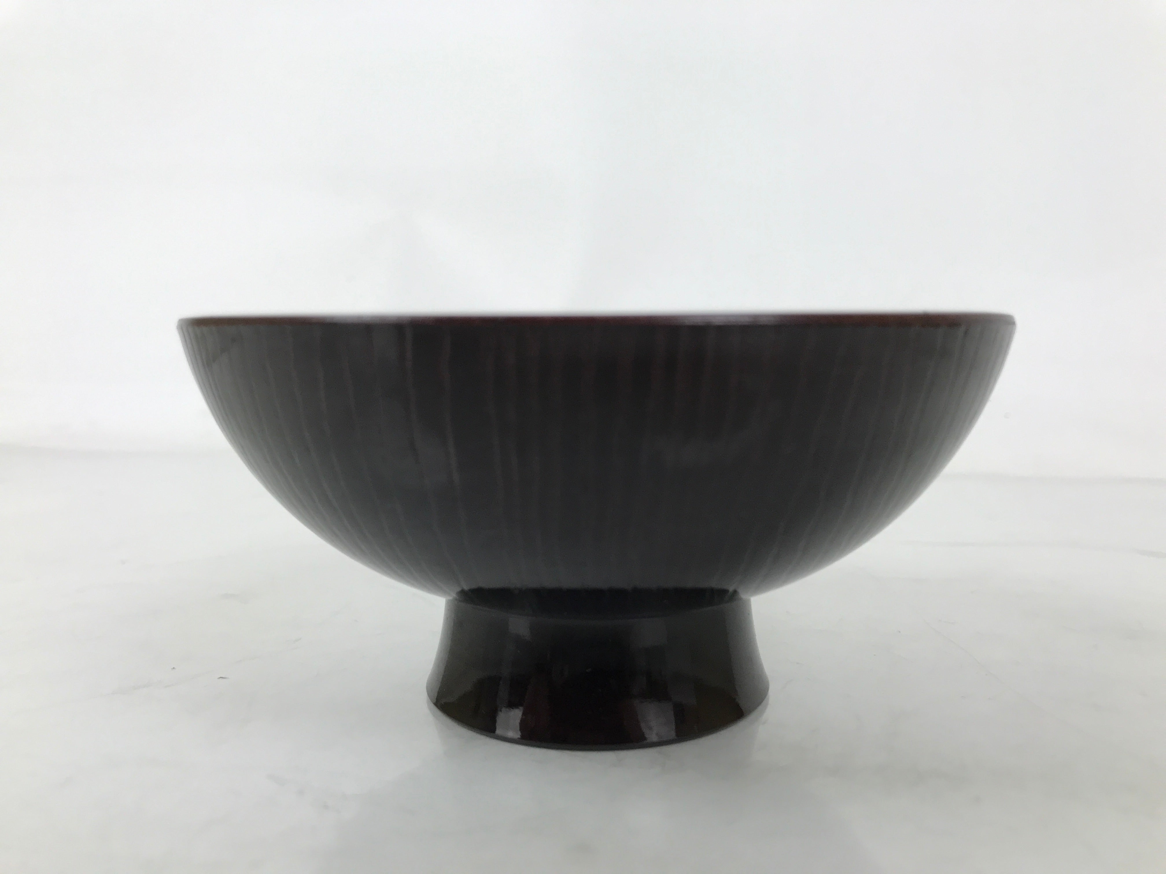 Japanese Lacquer Replica Resin Rice Bowl Owan Vtg Nimono Dish Dark Brown LB165