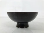 Japanese Lacquer Replica Resin Rice Bowl Owan Vtg Nimono Dish Dark Brown LB165