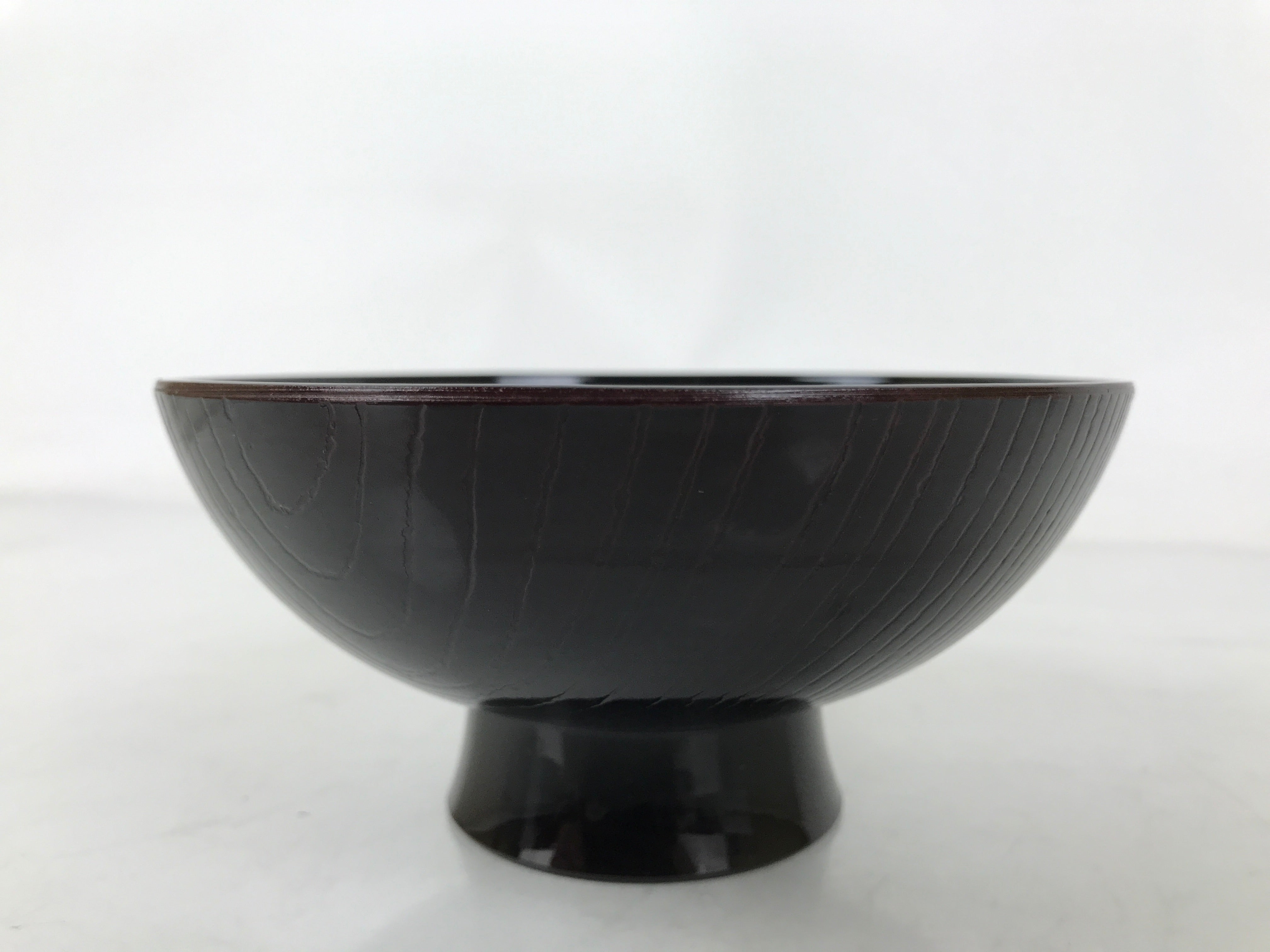 Japanese Lacquer Replica Resin Rice Bowl Owan Vtg Nimono Dish Dark Brown LB165