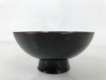 Japanese Lacquer Replica Resin Rice Bowl Owan Vtg Nimono Dish Dark Brown LB165