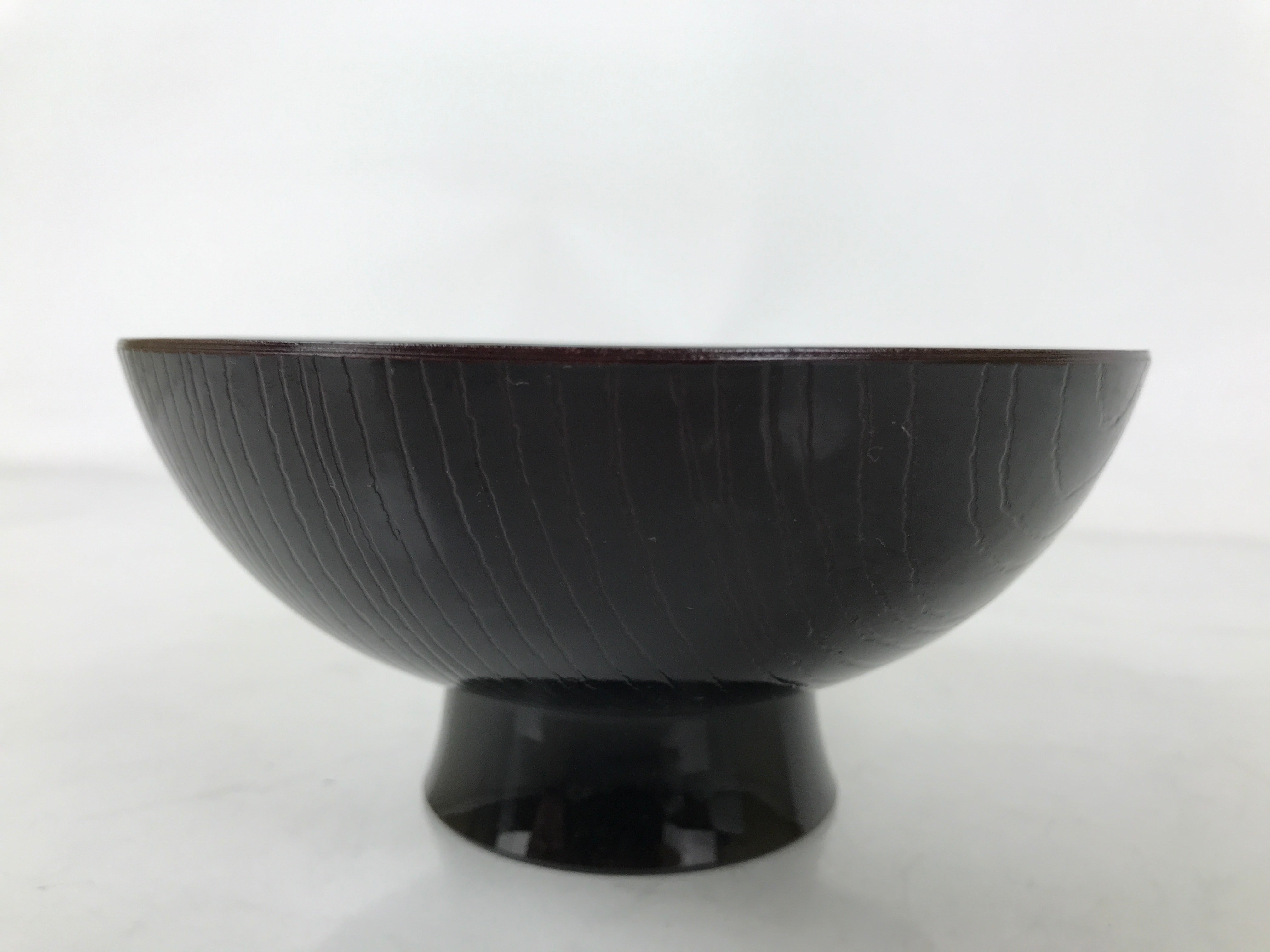 Japanese Lacquer Replica Resin Rice Bowl Owan Vtg Nimono Dish Dark Brown LB165