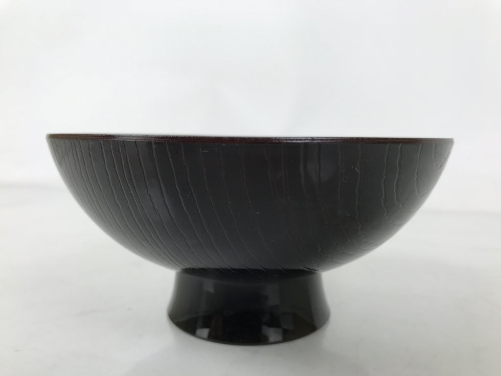 Japanese Lacquer Replica Resin Rice Bowl Owan Vtg Nimono Dish Dark Brown LB165