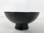 Japanese Lacquer Replica Resin Rice Bowl Owan Vtg Nimono Dish Dark Brown LB165