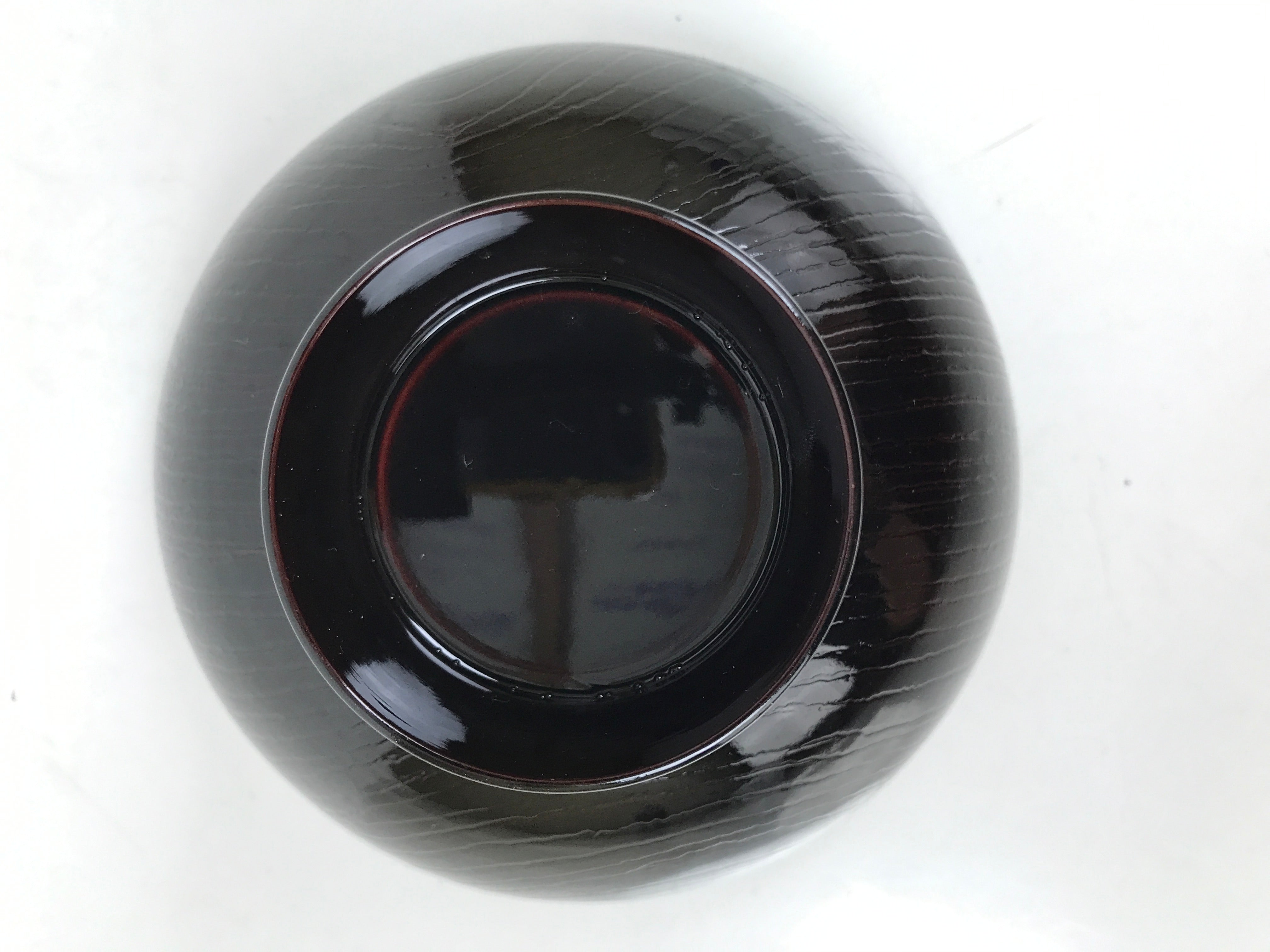 Japanese Lacquer Replica Resin Rice Bowl Owan Vtg Nimono Dish Dark Brown LB165