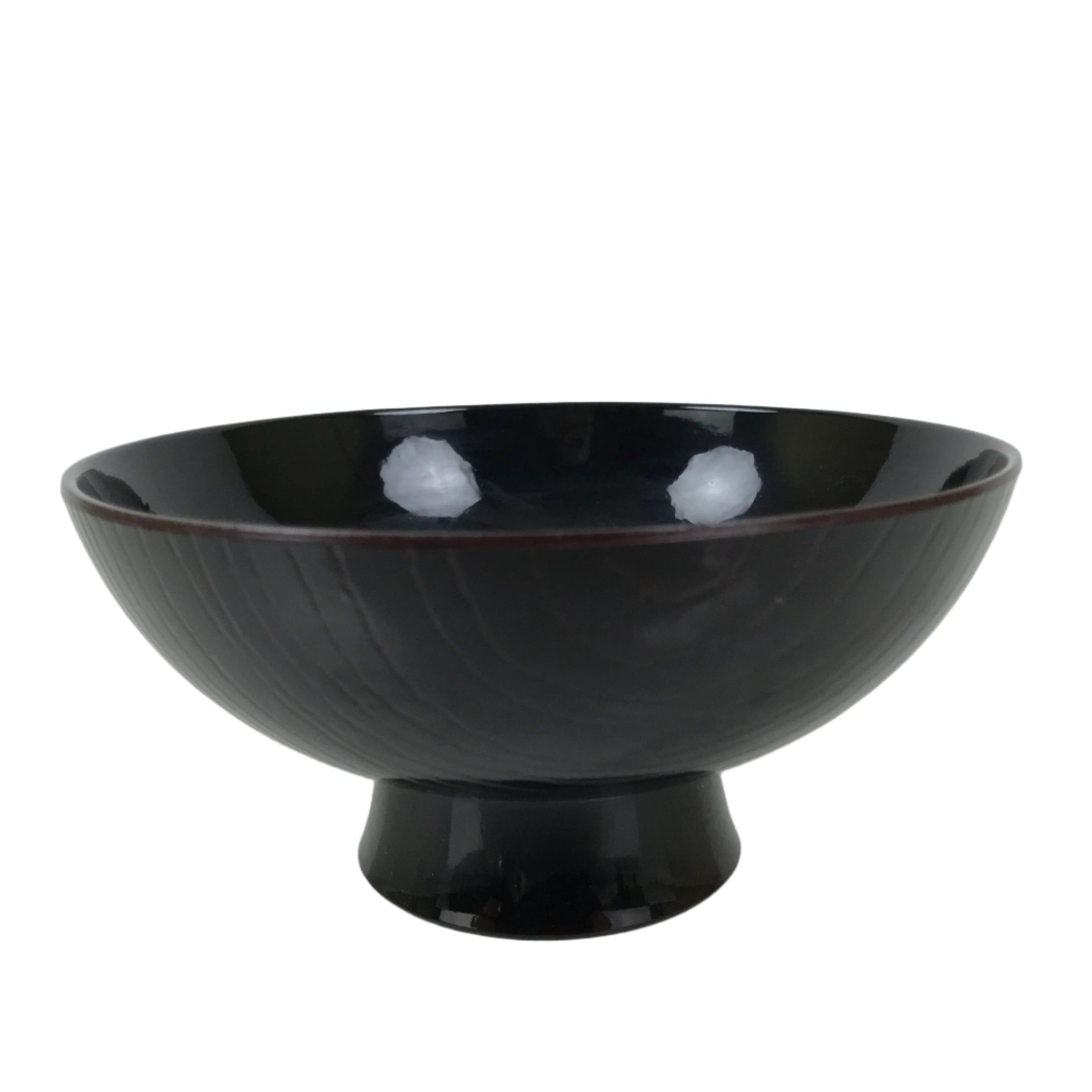 Japanese Lacquer Replica Resin Rice Bowl Owan Vtg Nimono Dish Dark Brown LB165