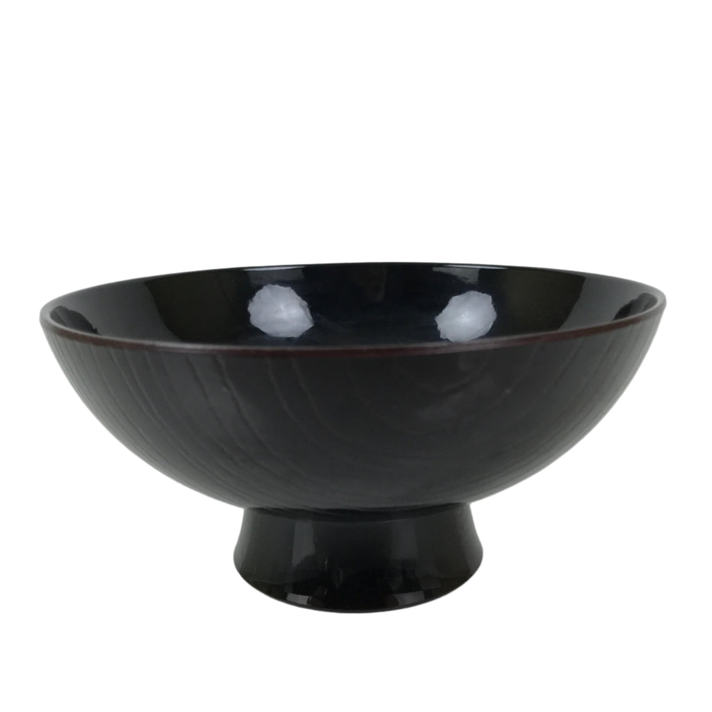 Japanese Lacquer Replica Resin Rice Bowl Owan Vtg Nimono Dish Dark Brown LB165