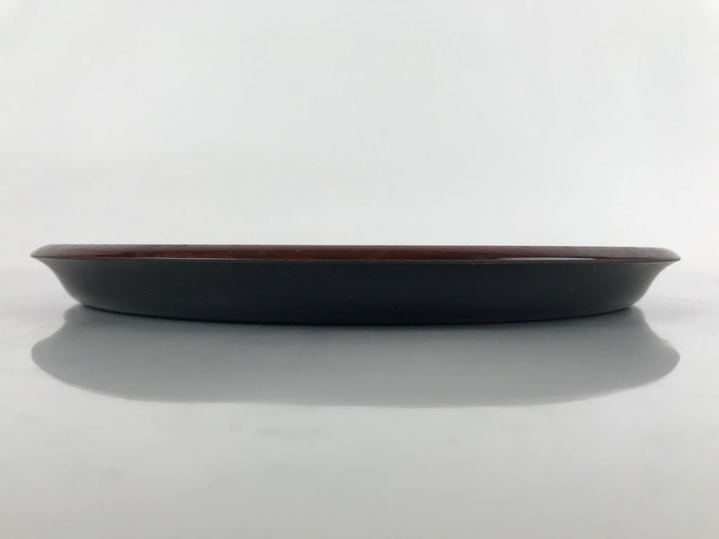 Japanese Lacquer Replica Resin Serving Tray Vtg Small Round Obon Brown L149