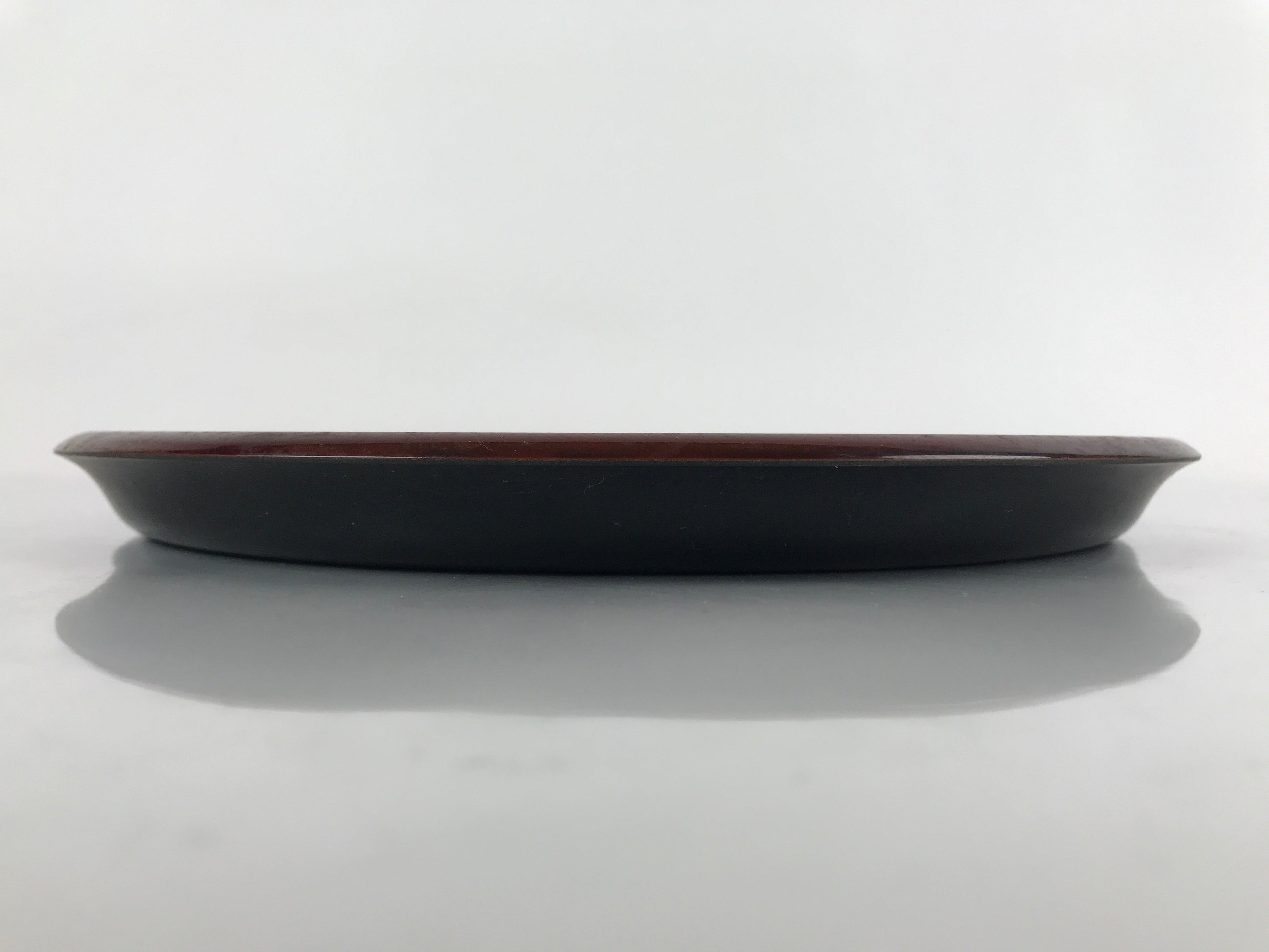 Japanese Lacquer Replica Resin Serving Tray Vtg Small Round Obon Brown L149